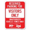 Signmission Reserved Parking for Visitors Only Unauthorized Vehicles Towed Away, A-1824-23070 A-1824-23070